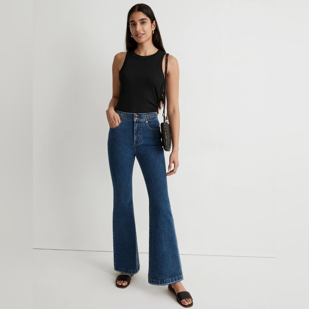 Madewell Perfect Vintage Flare Jean in Bright Dark Indigo Wash